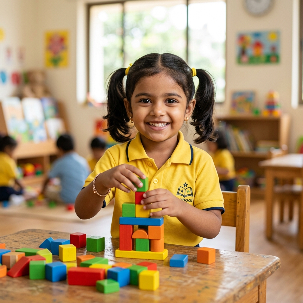 Joyful preschool child enjoying learning at TSWY
